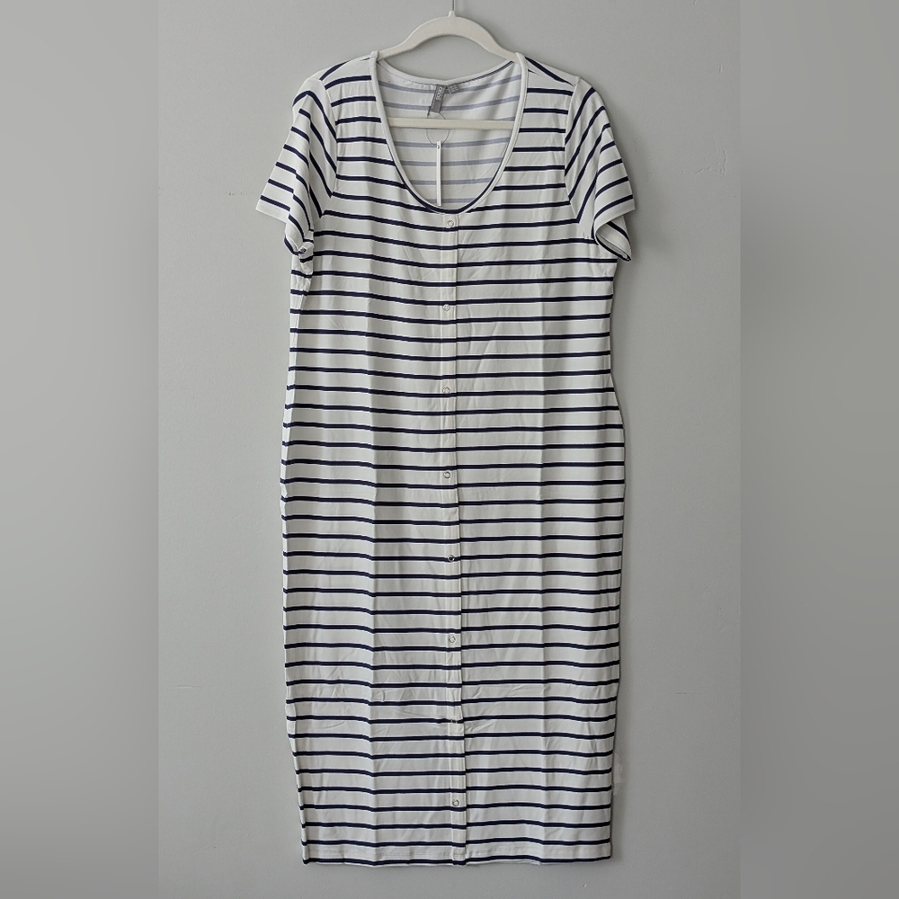 ASOS Navy and White Striped Maternity Dress